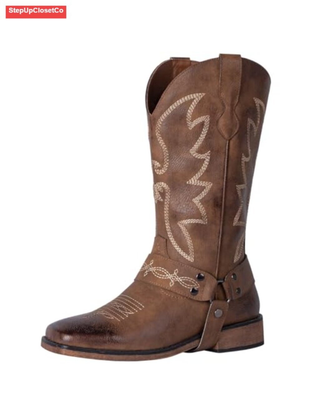 Women's Square Toe Cowboy Boots Wide Calf Western Shoes